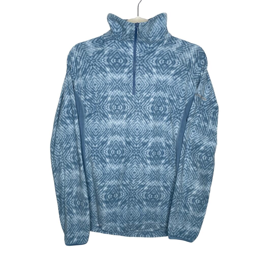 Columbia Arctic Air Quarter Zip Long Sleeve Fleece Pullover Large Blue Diamond